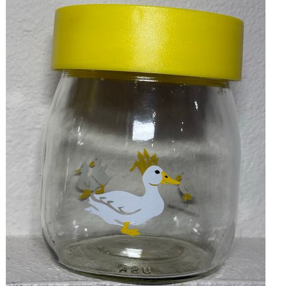 Vintage 80s Carlton Glass Sun Tea Jars Canisters Ducks Geese Yellow Lidded USA - Picture 8 of 11